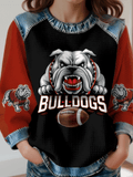Ladies' round-neck football-printed top