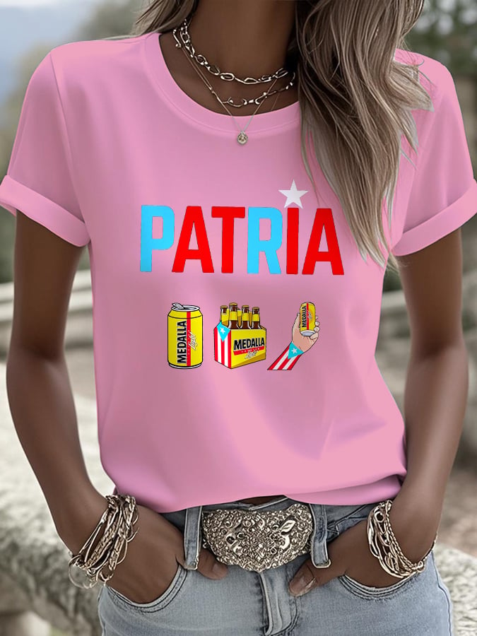 Puerto Rico Colorful Casual Printed Crew Neck T-shirts