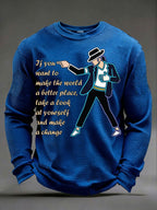 Men's Pop Music Legend  Print Crew Neck Top