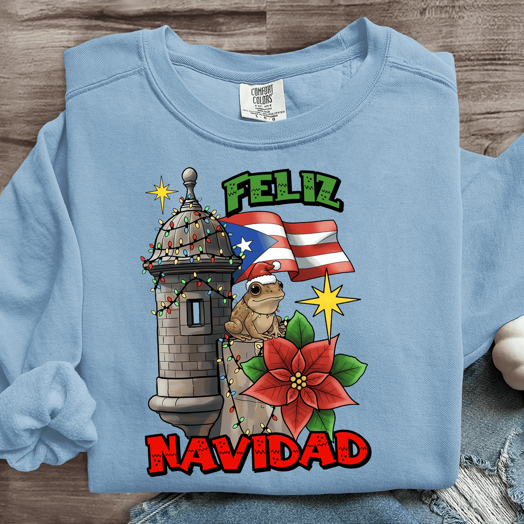 Puerto Rican Coquito Navidad Boricua Printed Sweatshirt