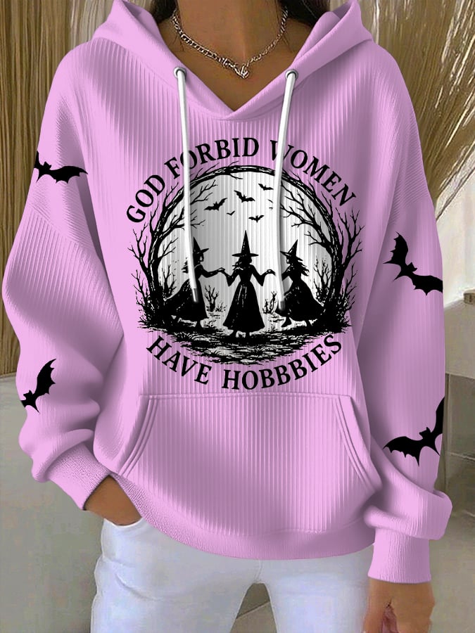 Halloween Witch Colorful Women's Print Casual Hoodies