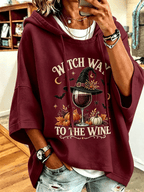 Women's Halloween Witch Print Hooded Sweatshirt