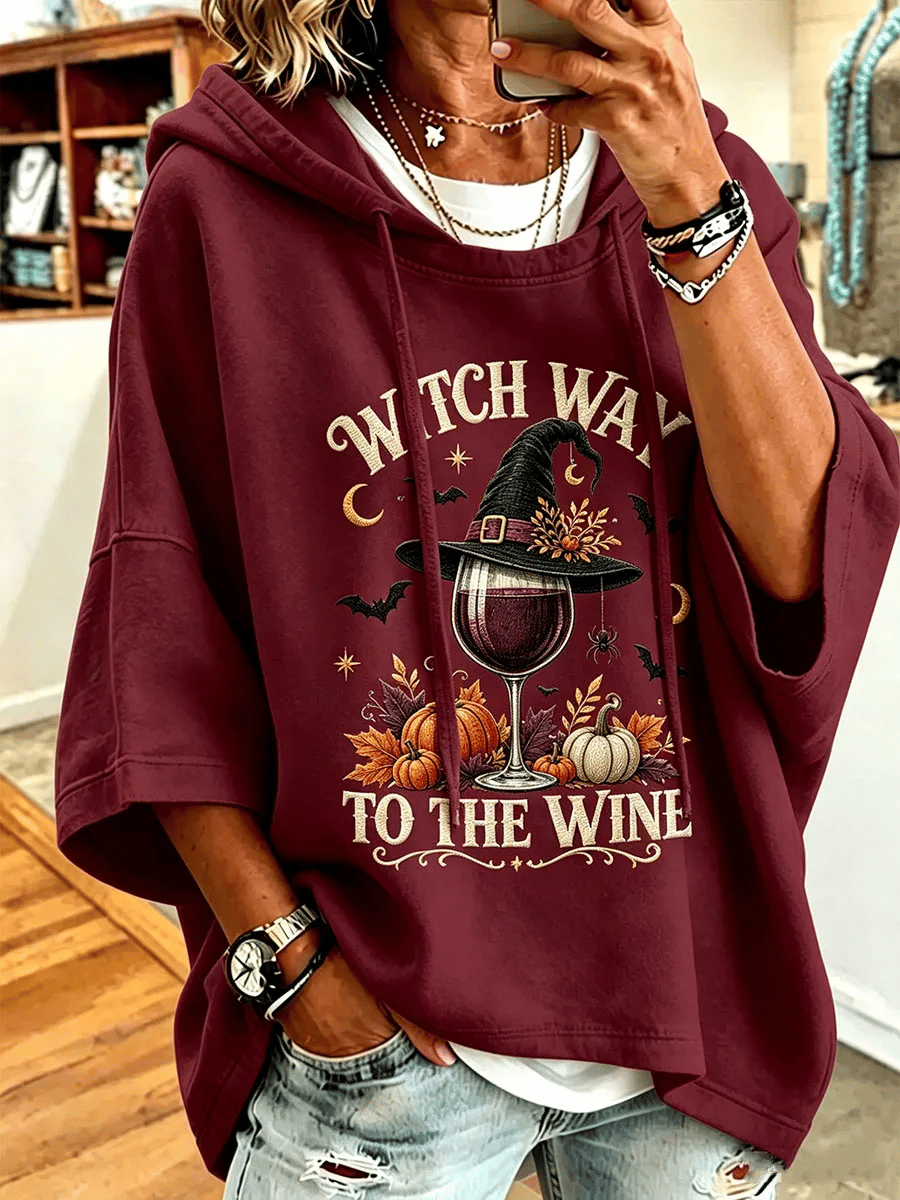 Women's Halloween Witch Print Hooded Sweatshirt