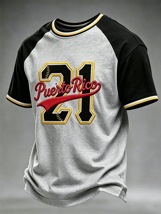 Men's Puerto Rico Baseball Print Short-Sleeve T-Shirt