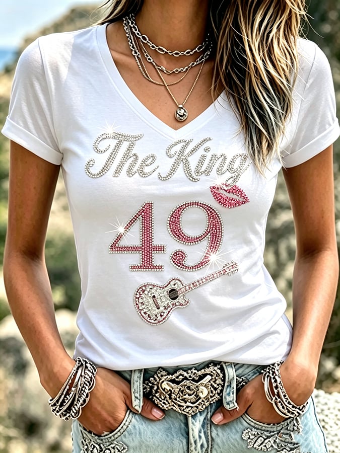 Women's 49th Anniversary Music Print T-shirt