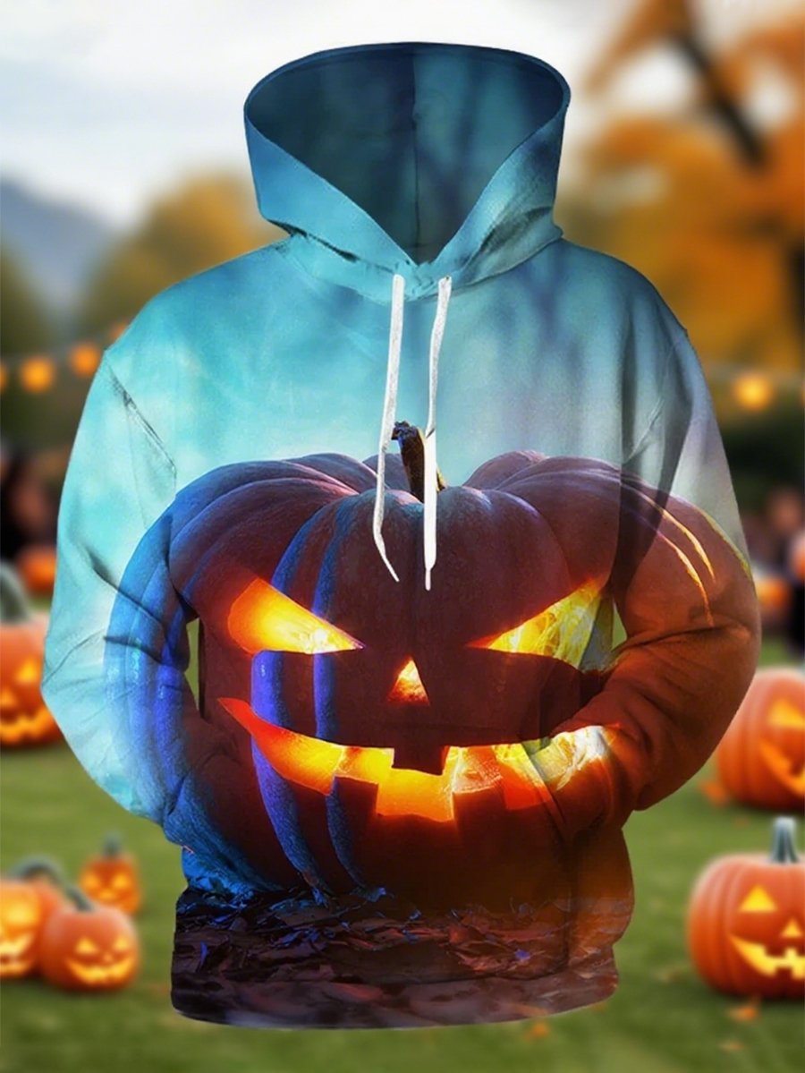 Men's Casual Party Halloween Pumpkin Print Hoodie