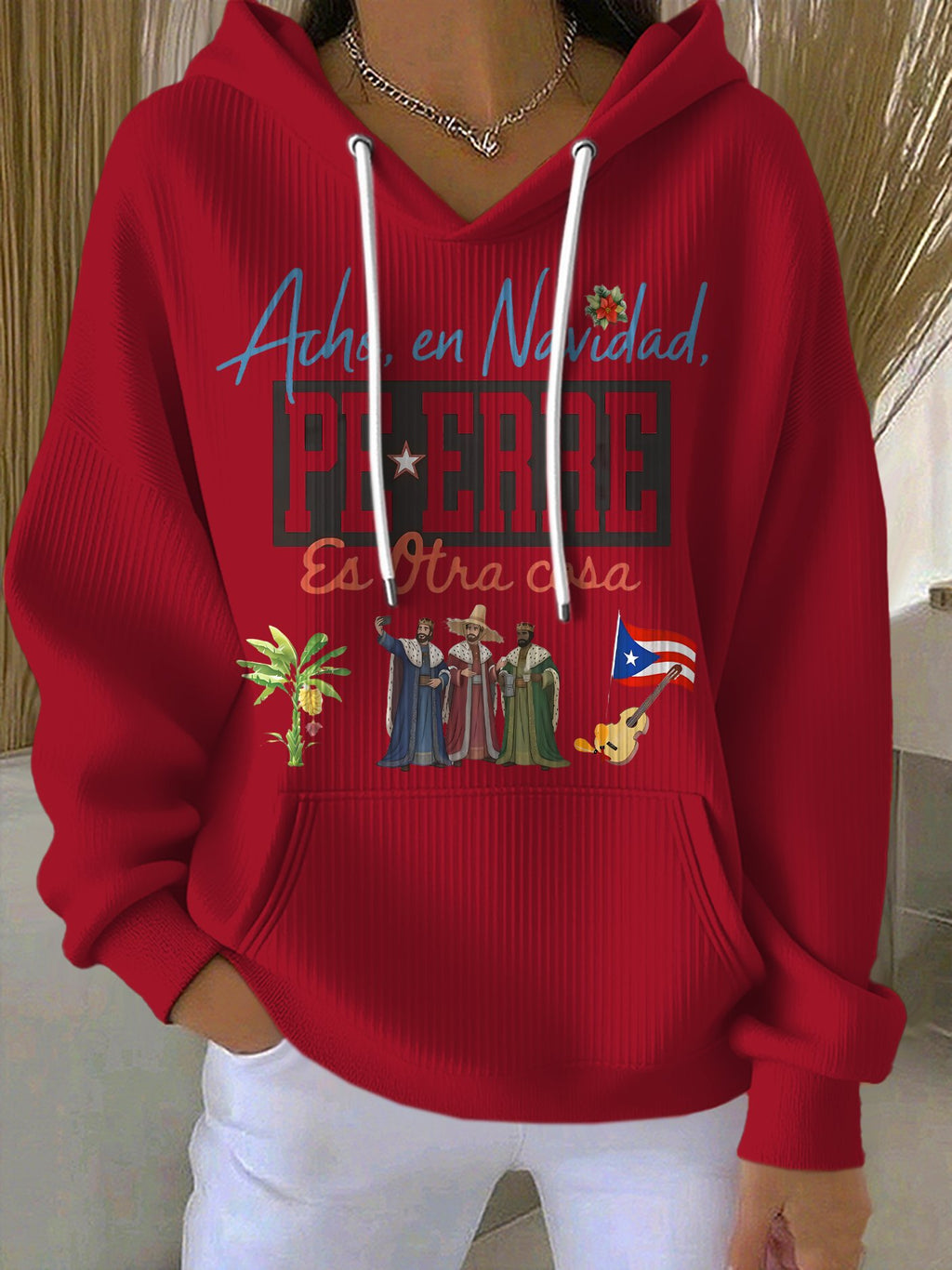 Women's Puerto Rico Coquito and Three Kings Print Casual Hoodies
