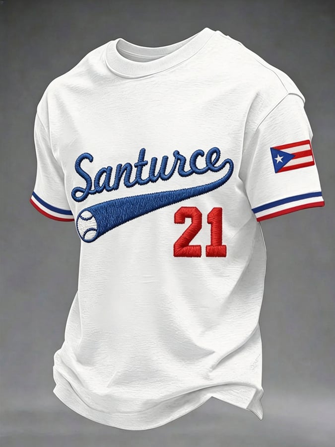 Men's Puerto Rico Baseball Print Short-Sleeve T-Shirt