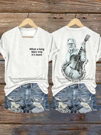 Women's Vintage Rock Tribute Print V Neck T-shirt