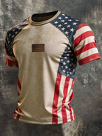 Men's Retro Independence Day Patriot Crew Neck T-Shirt