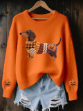 Women's Halloween Puppy Art Print Sweater