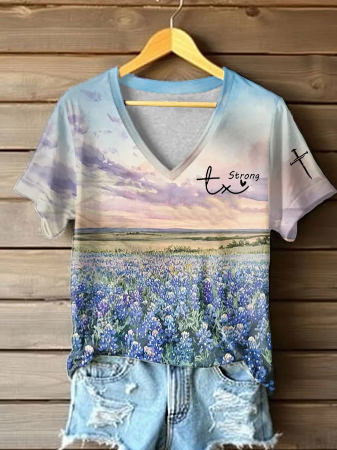 Women's Texas Landscape Painting T-Shirt