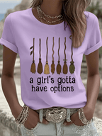 Women's Halloween Printed Round Neck T-Shirt