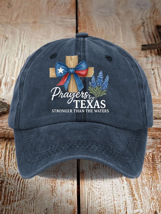 Retro Texas Strong Prayers For Texas Stronger Than The Waters Print Baseball Cap