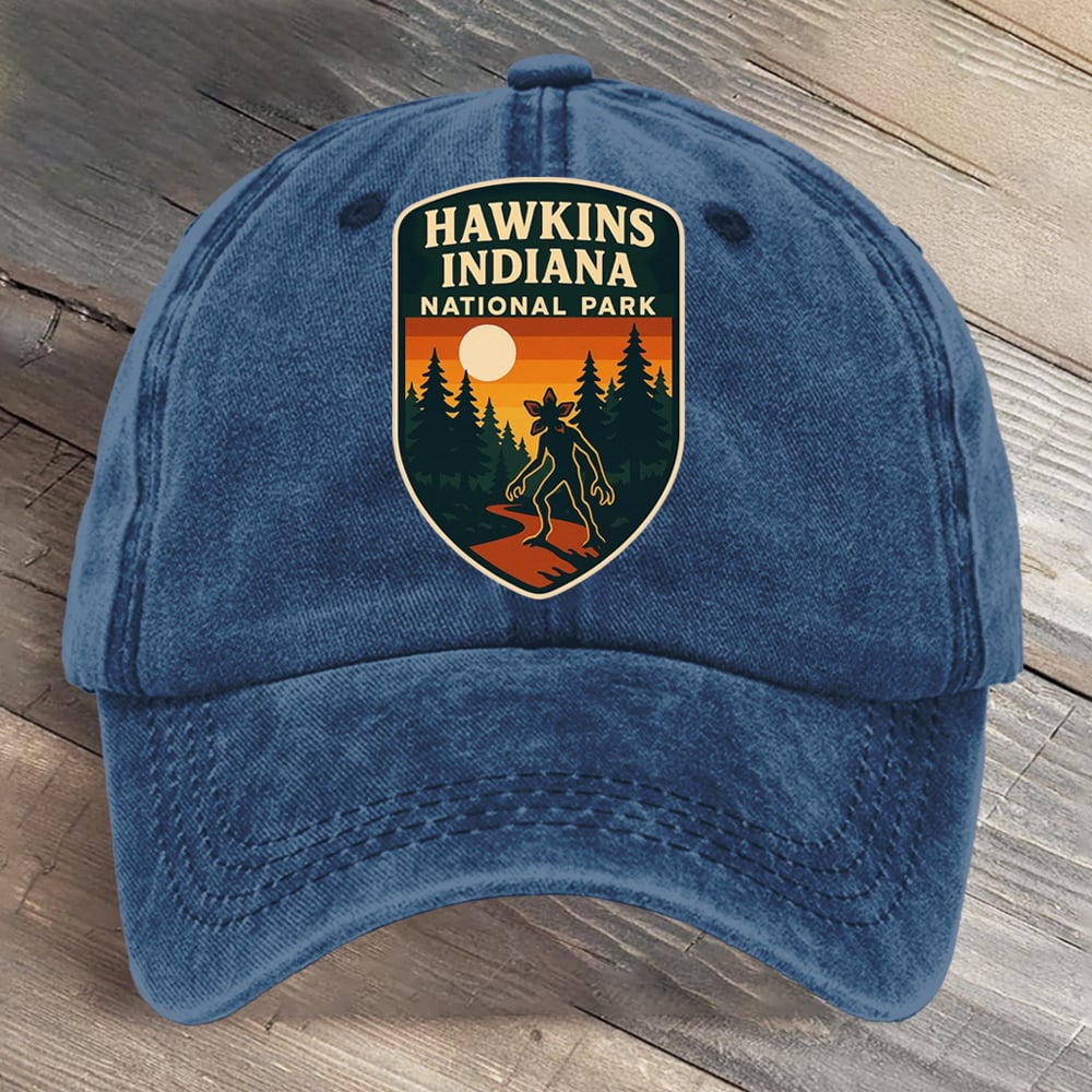 Hawkins Indiana National Park Upside Down Art Printed Cap