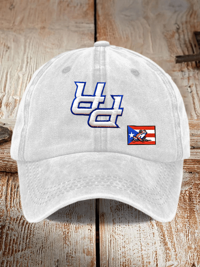 Retro Puerto Rico Print Baseball Cap
