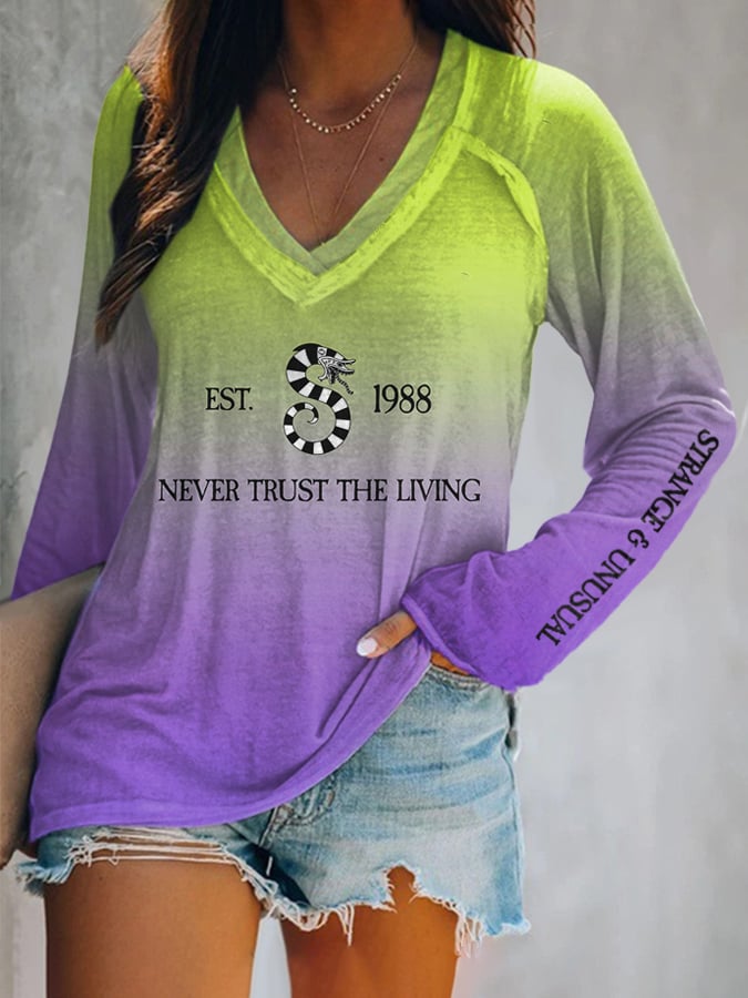 Women's Never Trust The Living Print Long Sleeve T-Shirt