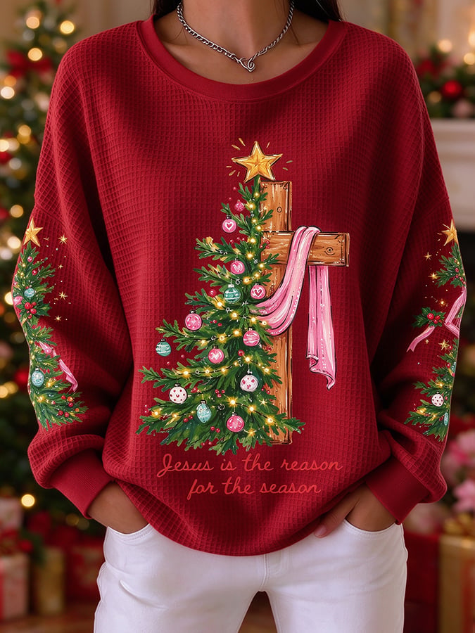 Women's Christmas Faith Art Print Casual Sweatshirt