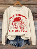 Cat Merry Christmas Litter's Full Art Print Sweatshirt