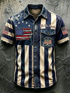 Men's Casual Retro Print Short-Sleeve Shirt