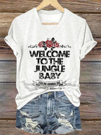 V-Neck Retro Welcome To The Jungle Baby You're Gonna Die Print T-Shirt