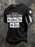 Men's Puerto Rico Art Printed Short-sleeved T-shirt
