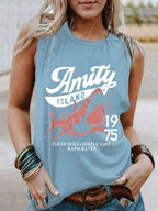 Women's Amity Island 1975 Clear Skies Gentle Surf Warm Water Printed Vest