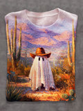 West Ghost Halloween Art Print Thin Sweater