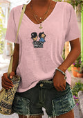 Women's Singer V-neck Printed T-shirt