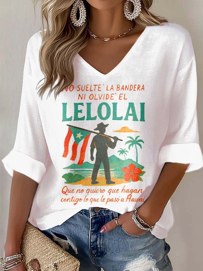 Puerto Rico colorful printed long sleeve top