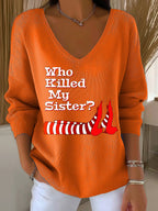 Women's Casual Retro Halloween Printed Sweatshirt Striped Long Sleeve T-shirt