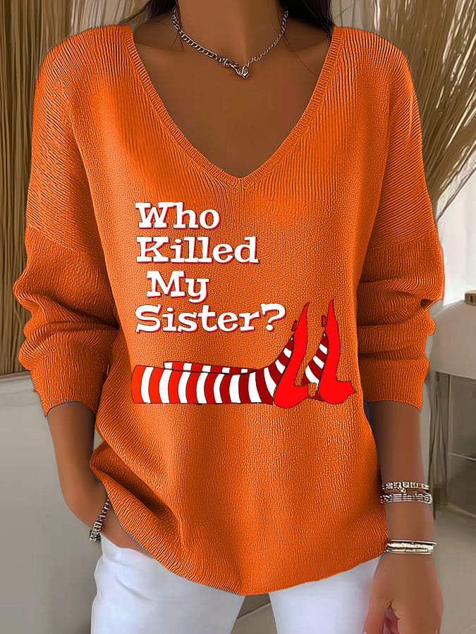 Women's Casual Retro Halloween Printed Sweatshirt Striped Long Sleeve T-shirt
