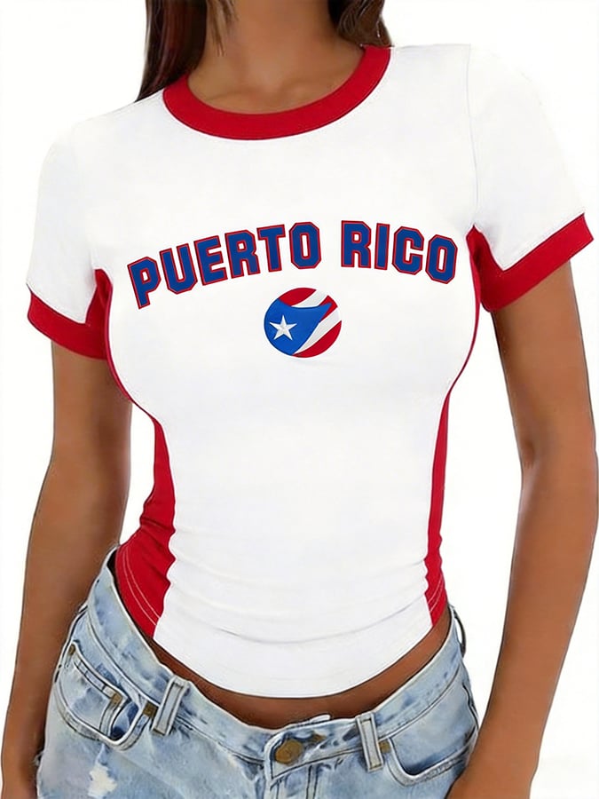 Women's Retro Baseball  Print T-Shirt