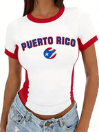 Women's Retro Baseball  Print T-Shirt