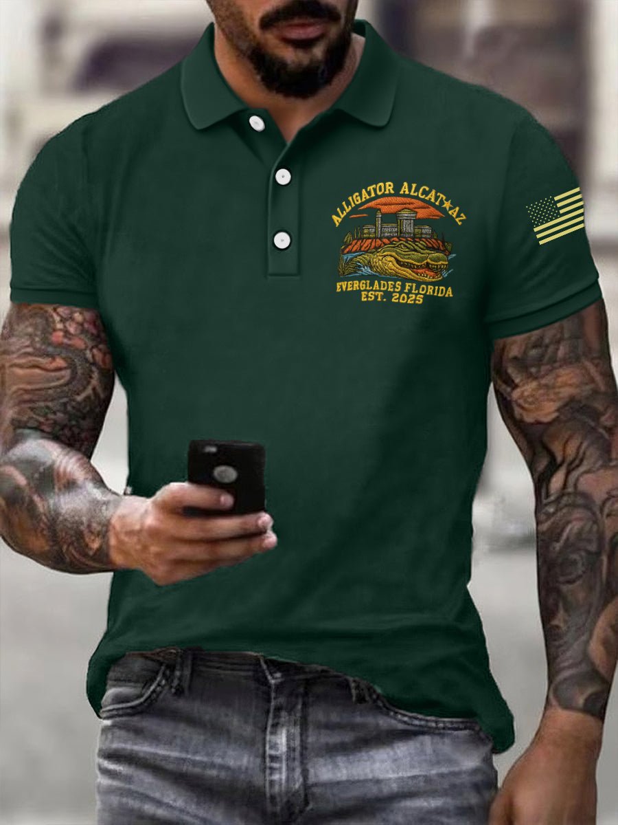 Men's Fashion Casual Retro Crocodile Island Polo