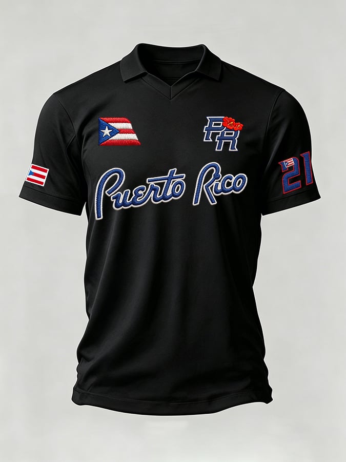 Men's Puerto Rican Baseball Printed Casual T-shirt