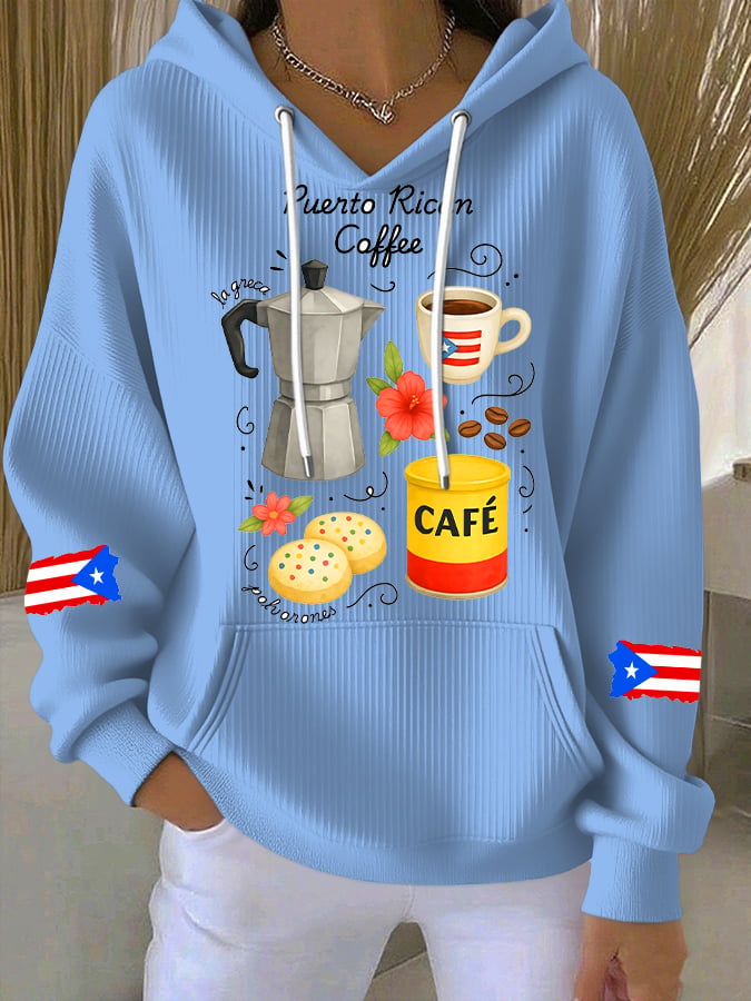 Puerto Rico Color Leisure Women's Print Casual Hoodies