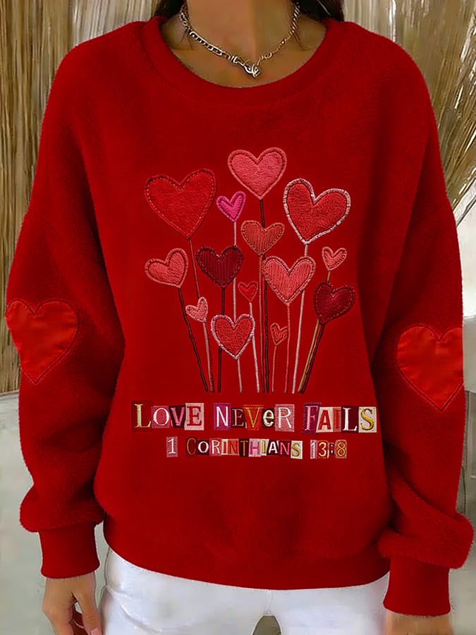 Women's Valentine's Day Faith  Love Never Fails  Print Hoodie