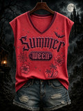 Women's Summer Spooky Halloween Print Top