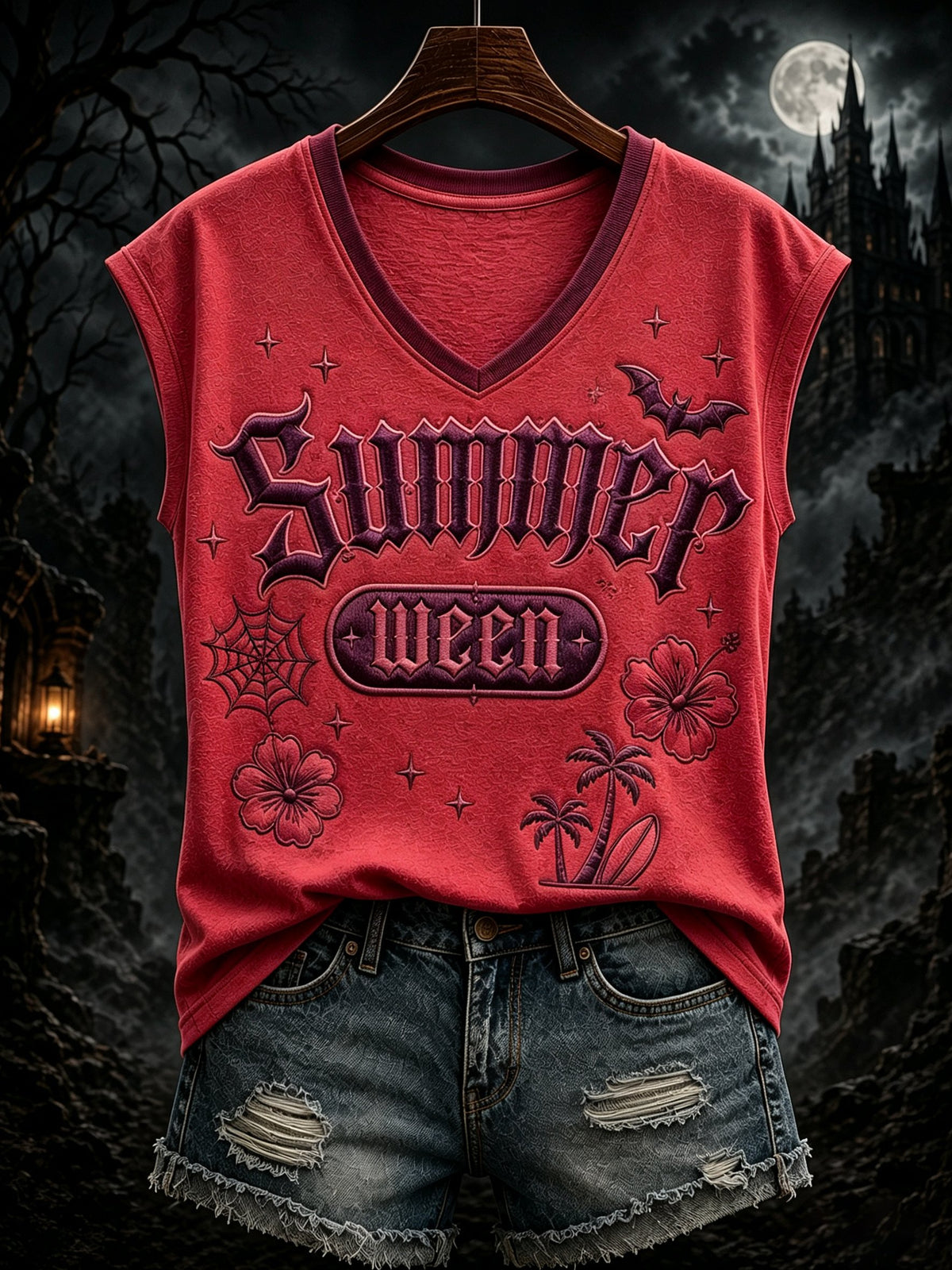 Women's Summer Spooky Halloween Print Top