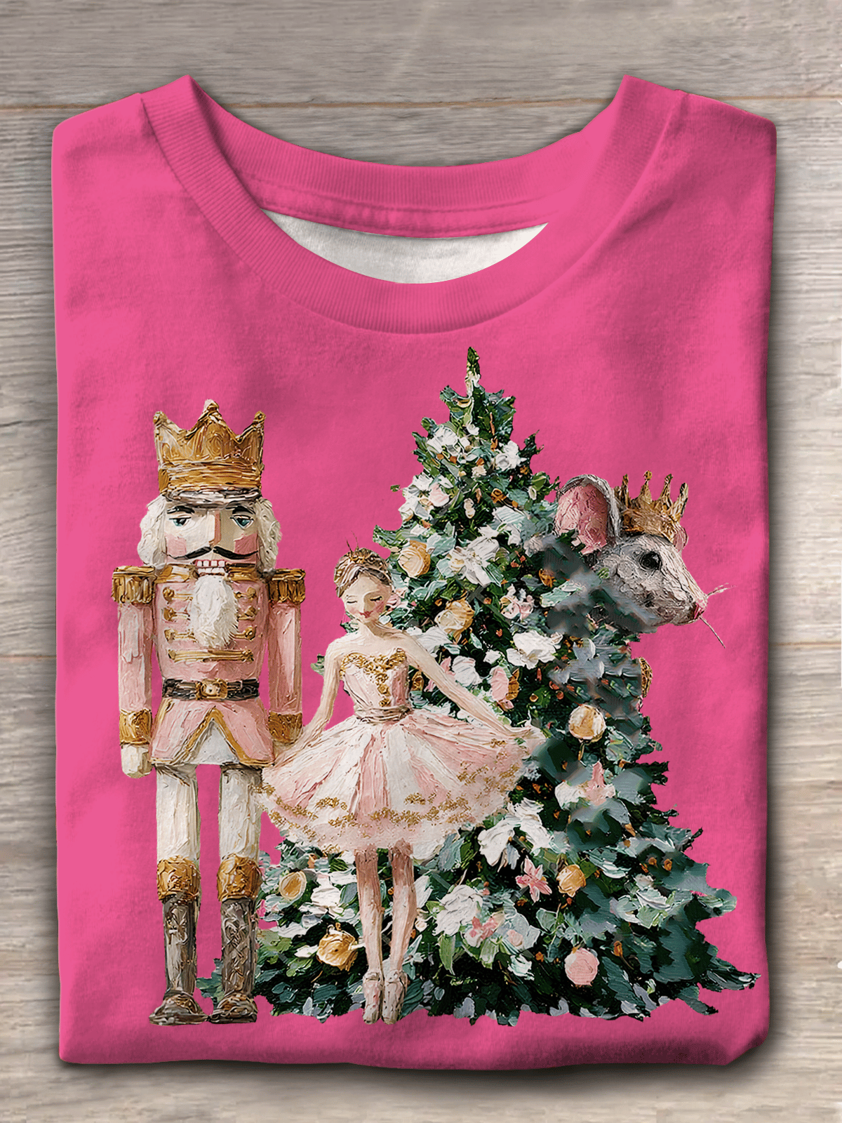 Merry Christmas Printed Round Neck T-Shirt