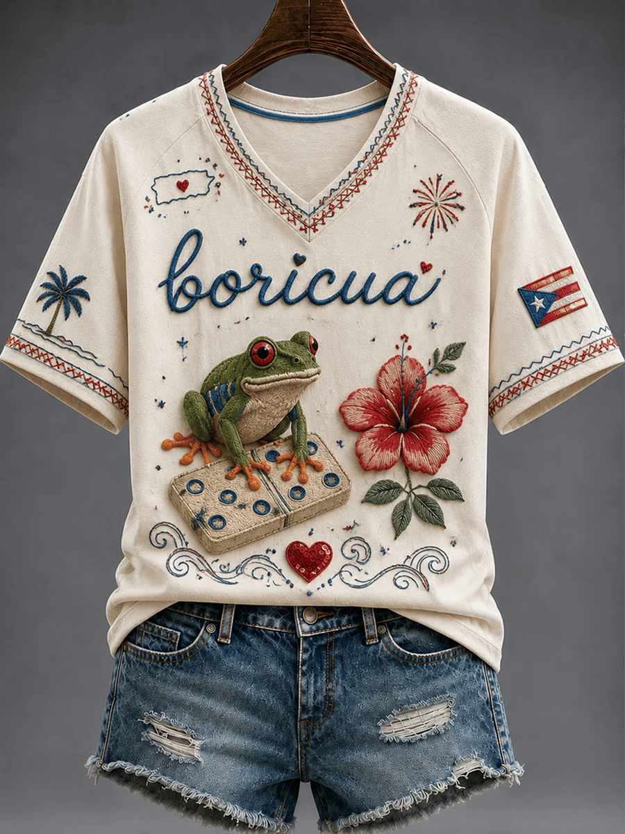 Women's Puerto Rico Printed round neck short sleeve T-shirt