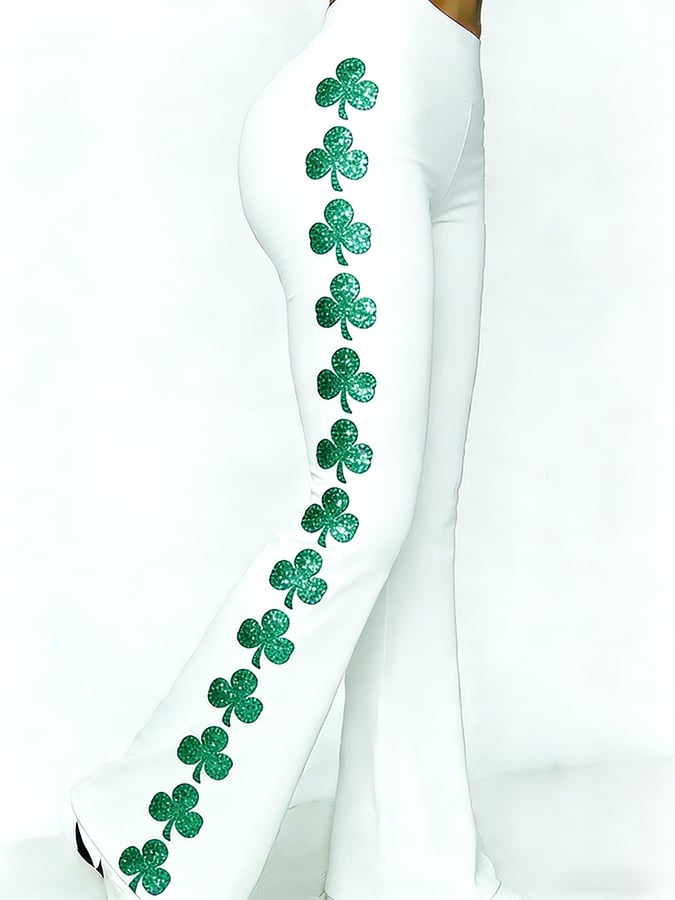 Women's St. Patrick's Day Shamrock Printed High-Stretch Leggings