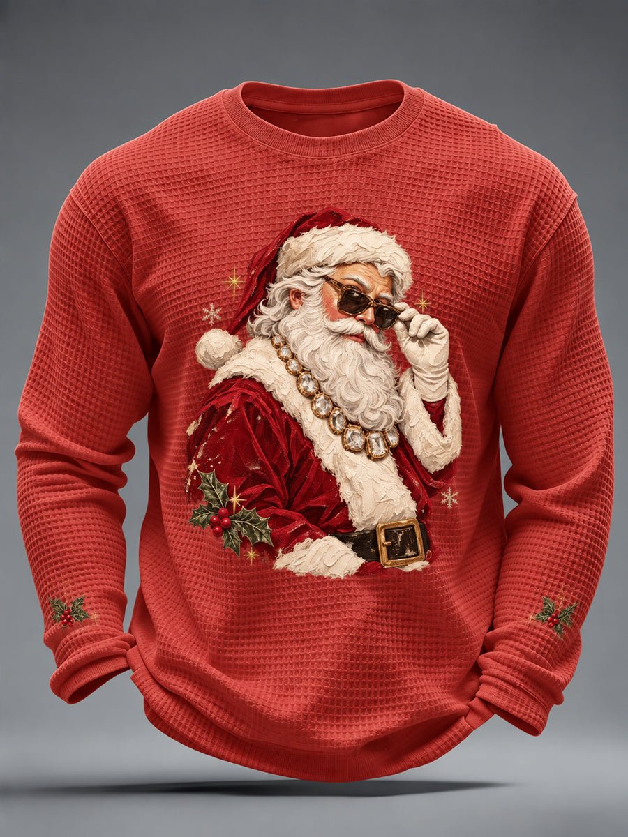 Men's Vintage Santa Claus Christmas Printed Casual Top