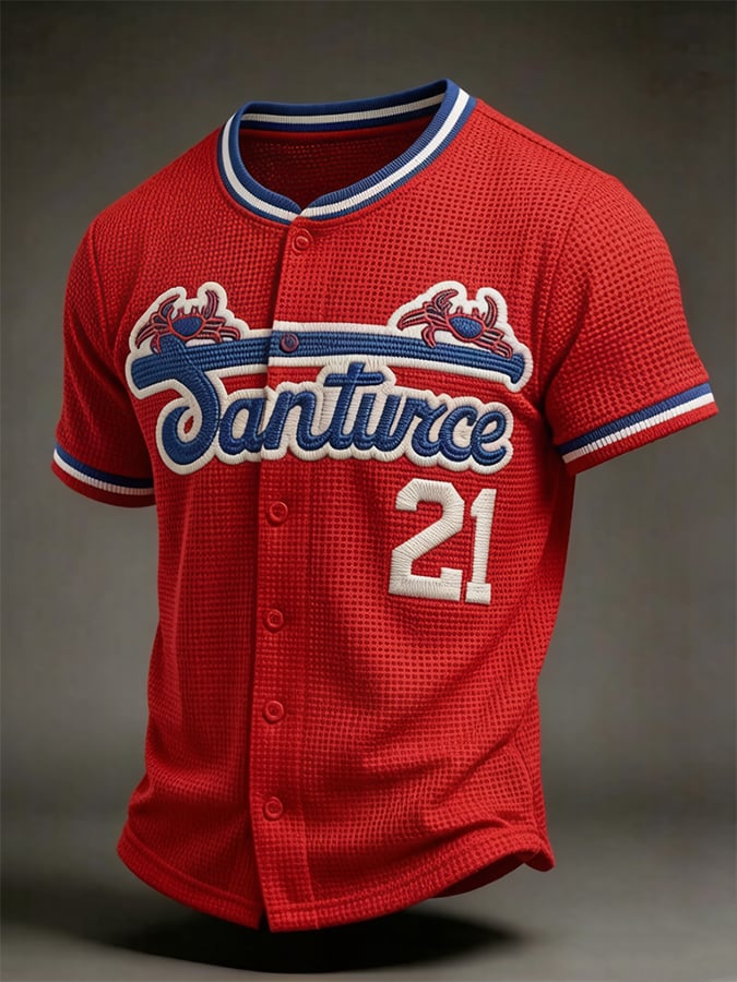 Men's Puerto Rico Cangrejeros de Santurce Baseball Print Casual Top