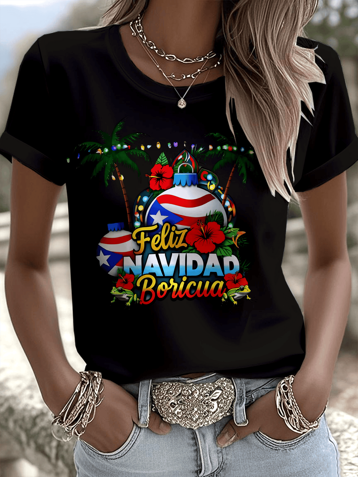 Puerto Rico Merry Christmas Printed T-shirts