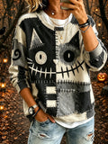 Women's Halloween Monsters Print Sweatshirt