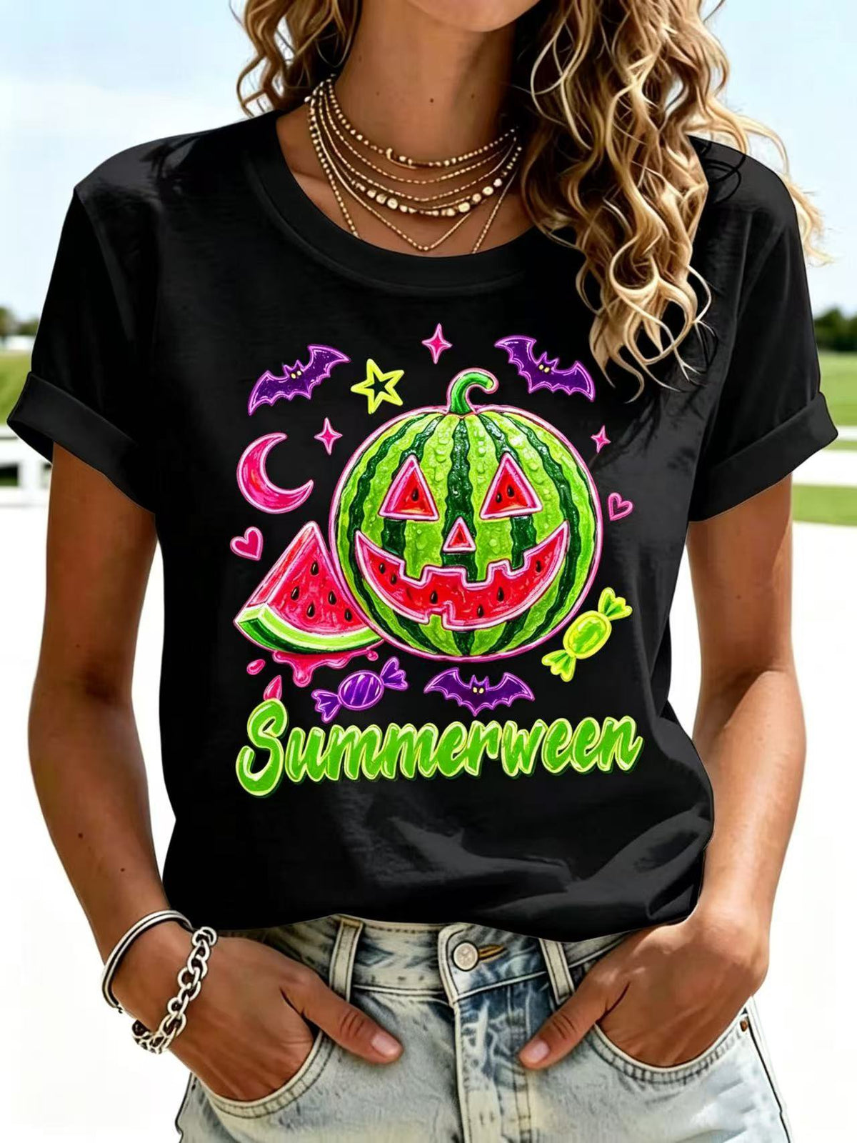 Women's Summerween Vibes Printed T-shirts