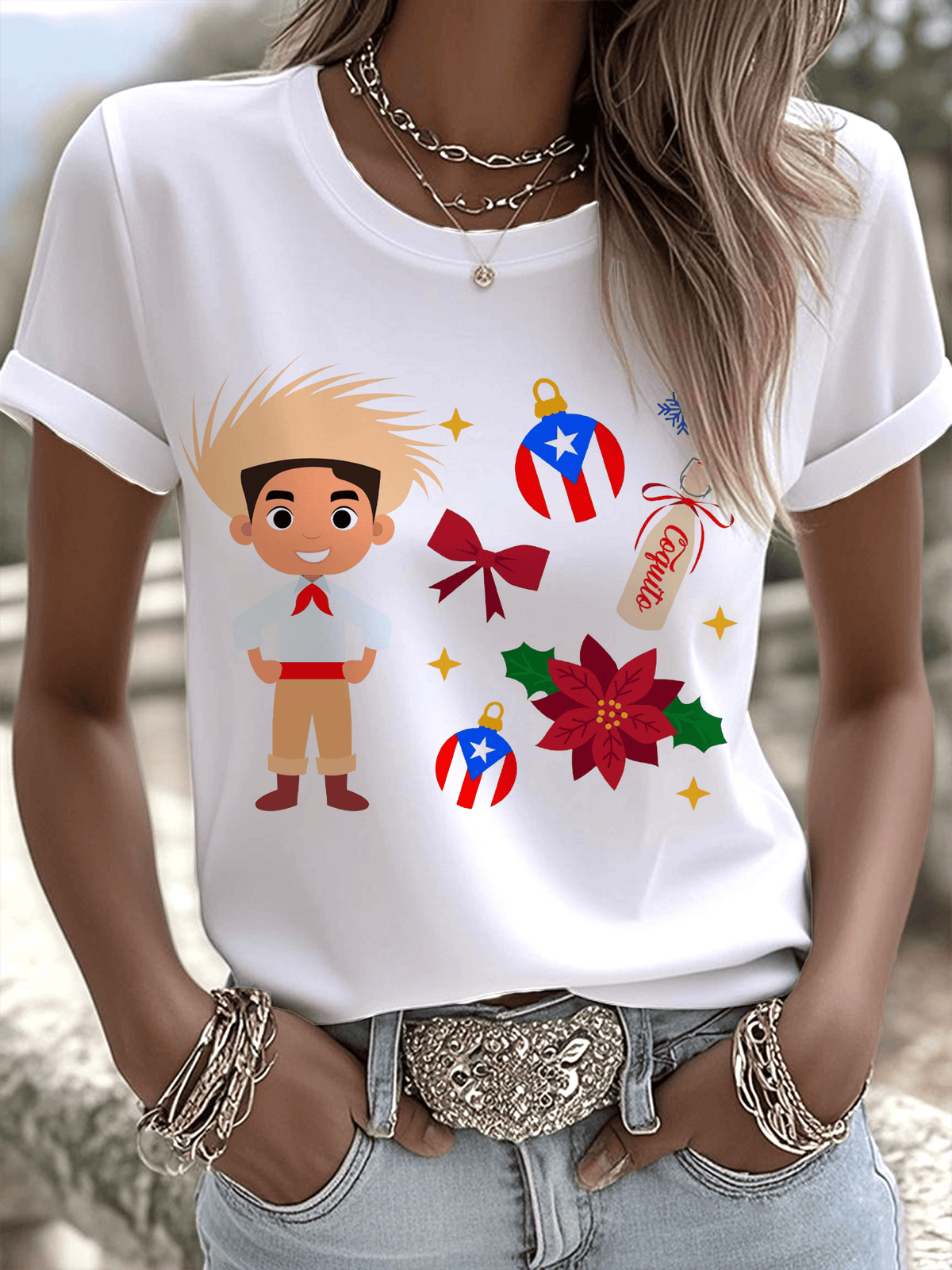 Puerto Rico Merry Christmas Printed T-shirts