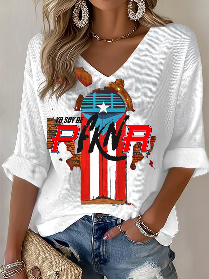 Puerto RIco Singer Pfknr Printed Long Sleeve Top